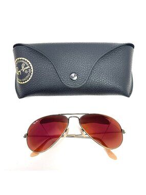 Ray-Ban Aviator Sunglasses RB 3025 Large Dark Orange Gradient Lenses w/ Case